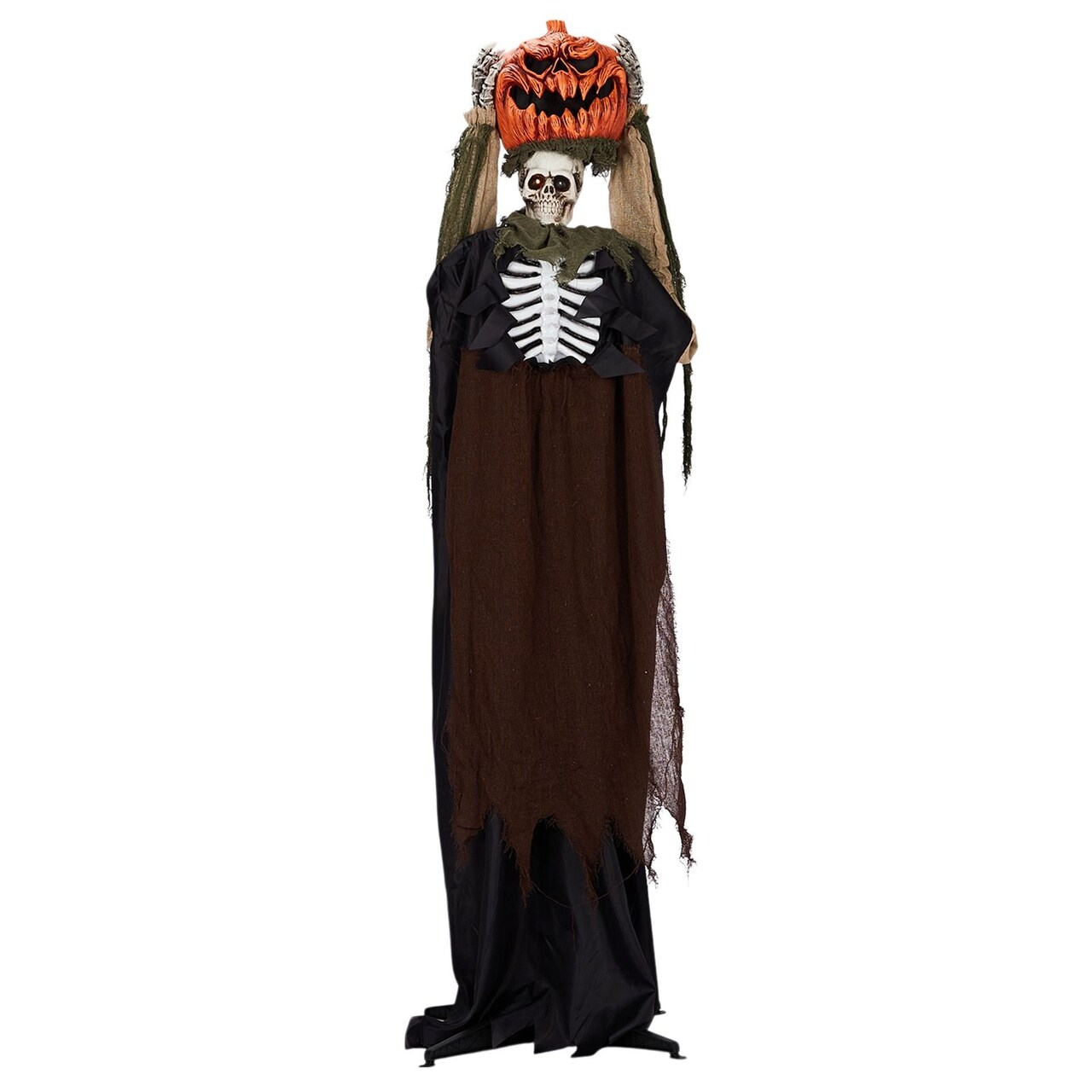 5.6FT Life-Size Halloween Grim Reaper Animatronic Sound-Activated with Glowing Red Eyes, Creepy Movements & Haunting Sounds Battery Powered Indoor/Outdoor Scary Decoration